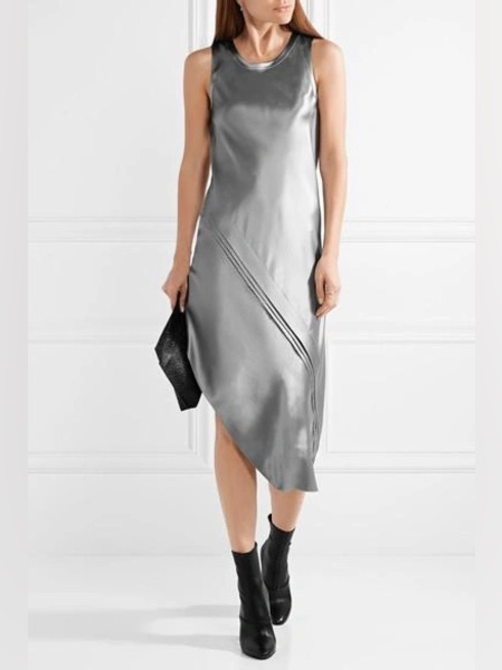 👗 Helmut Lang silk satin asymmetric sleeveless dress